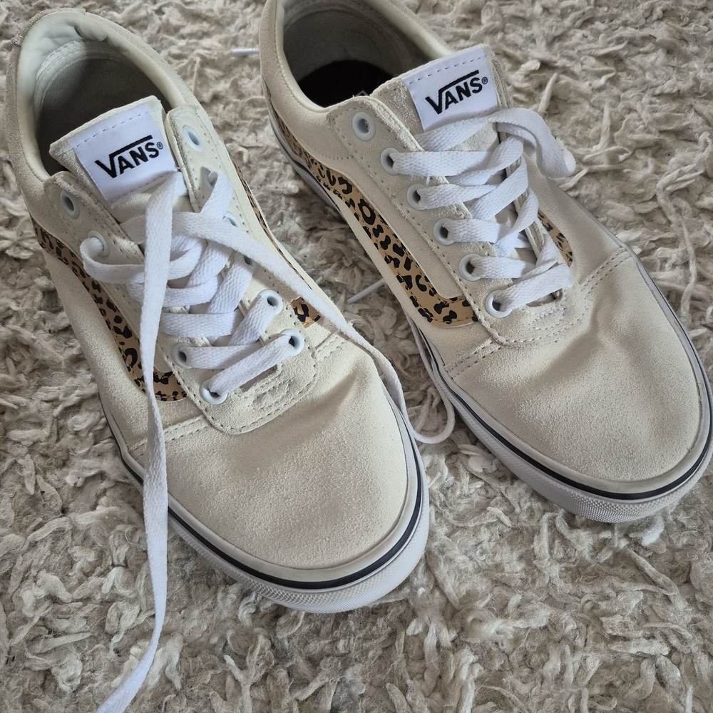 Vans Women's Cream Leopard Sneakers
